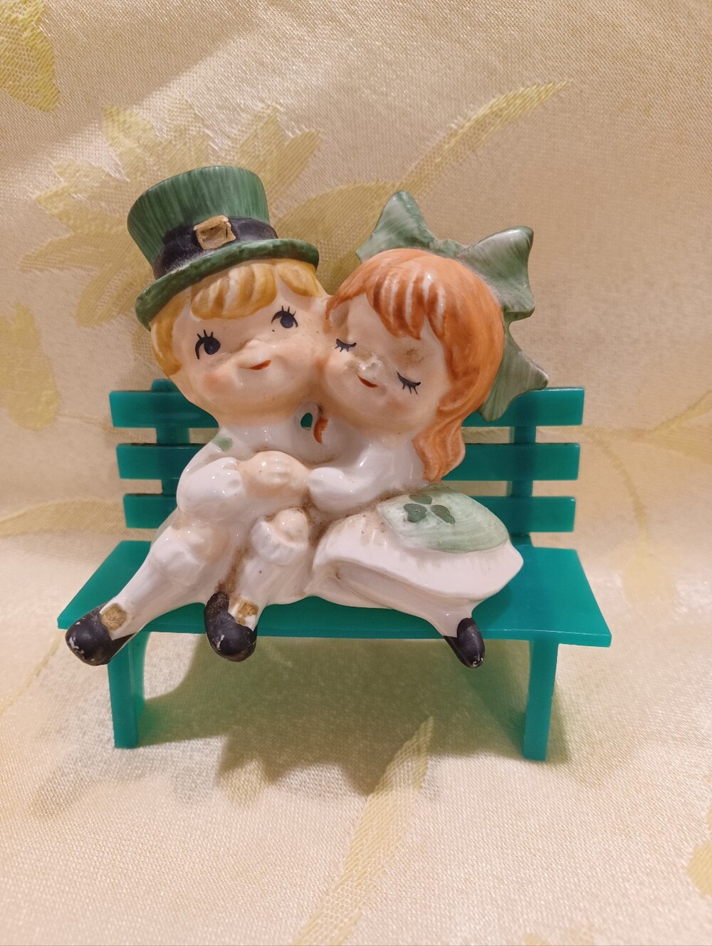 Vintage Sweethearts Sitting On Bench
